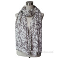 Ladies Fashion Cotton/Viscose Scarf with Flowers Printed